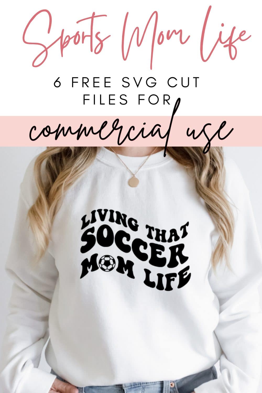 White sweatshirt with soccer mom quote