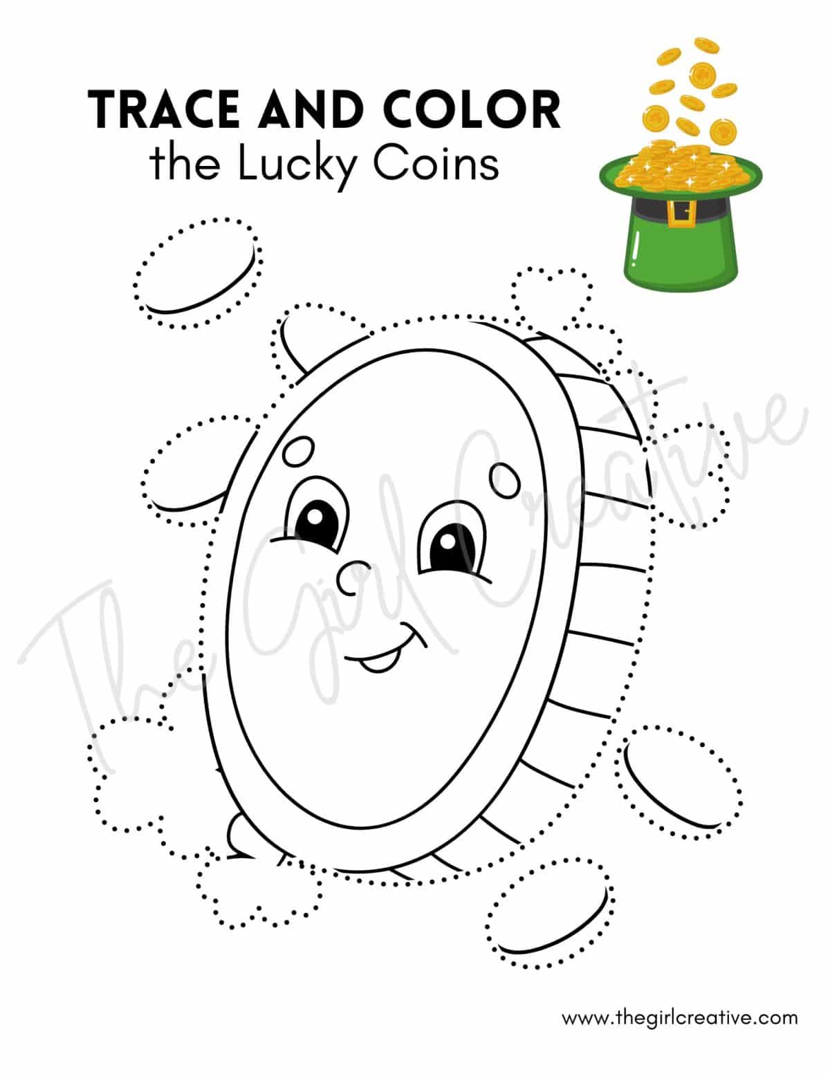 Gold Coin coloring page for St. Patrick's Day