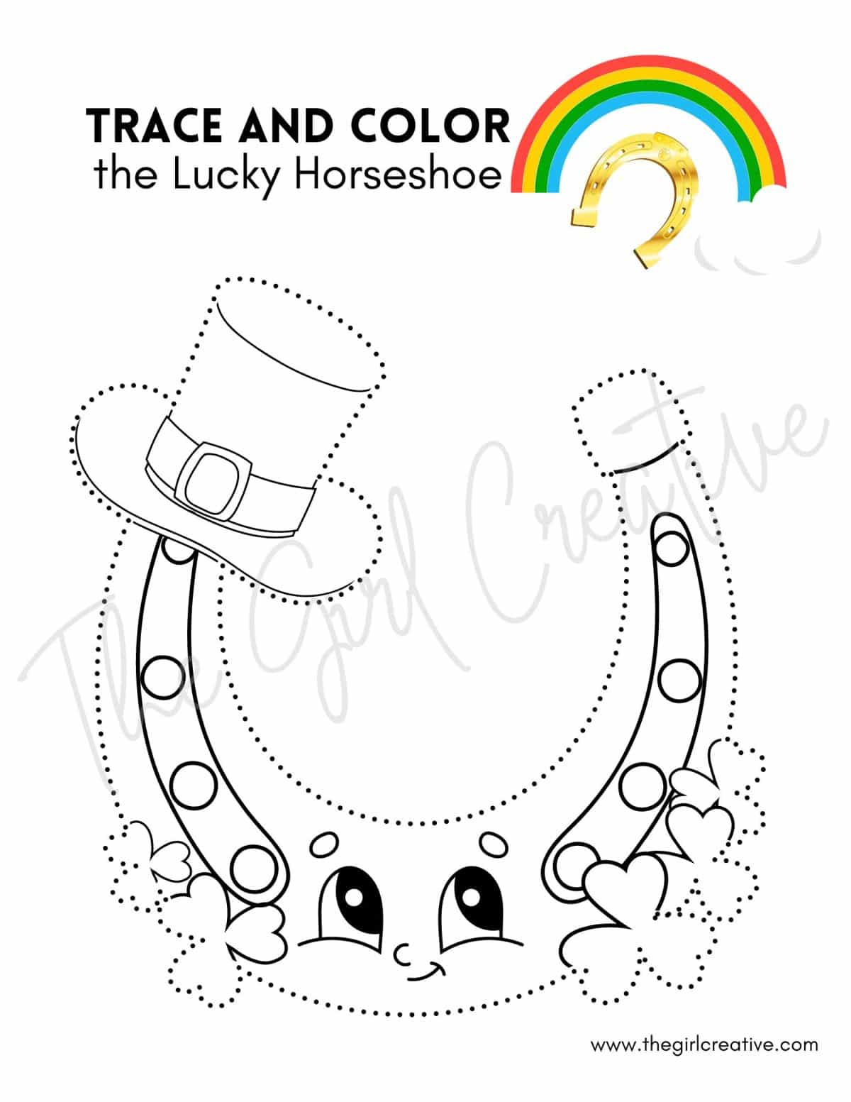 Horseshoe coloring page for St. Patrick's Day