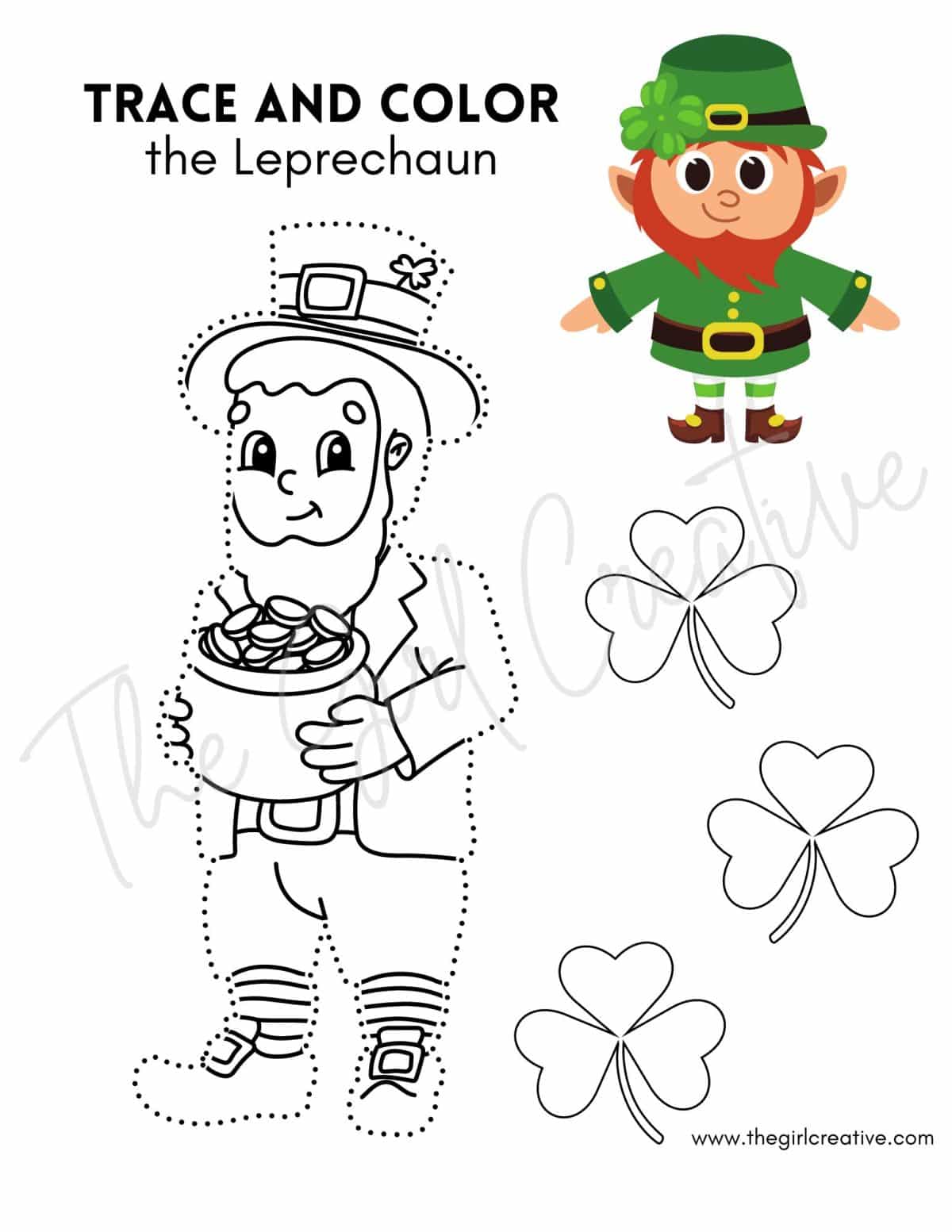 Leprechaun coloring page for St. Patrick's Day