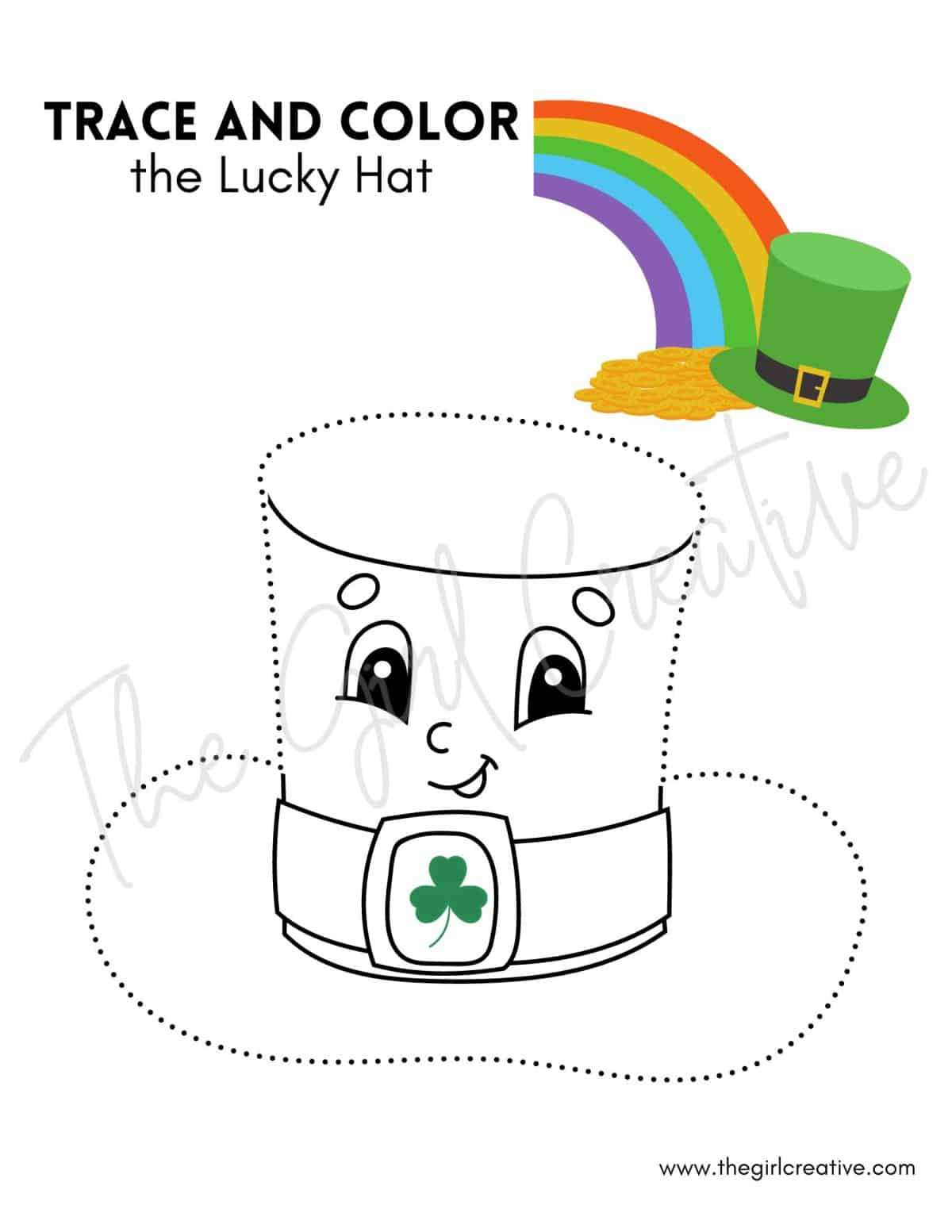 Lucky Hat coloring page for St. Patrick's Day
