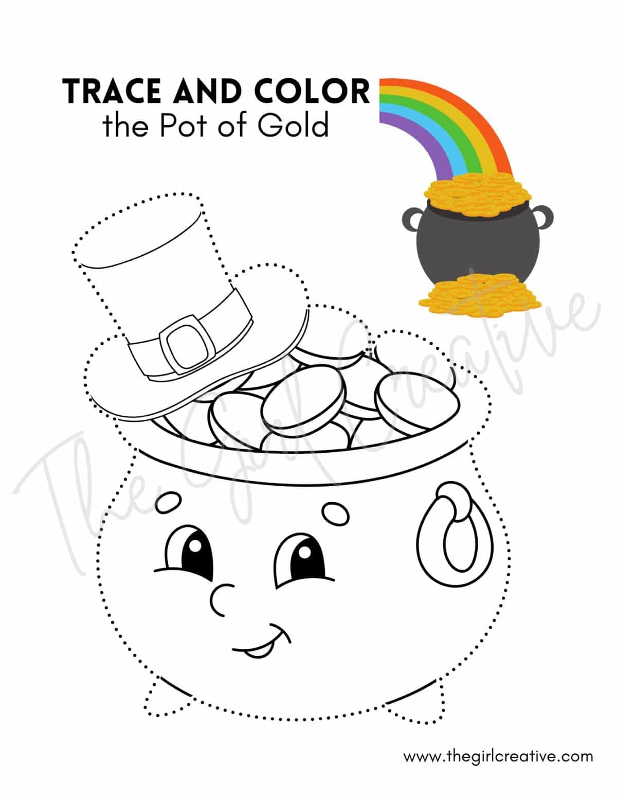 Pot of Gold coloring page for St. Patrick's Day