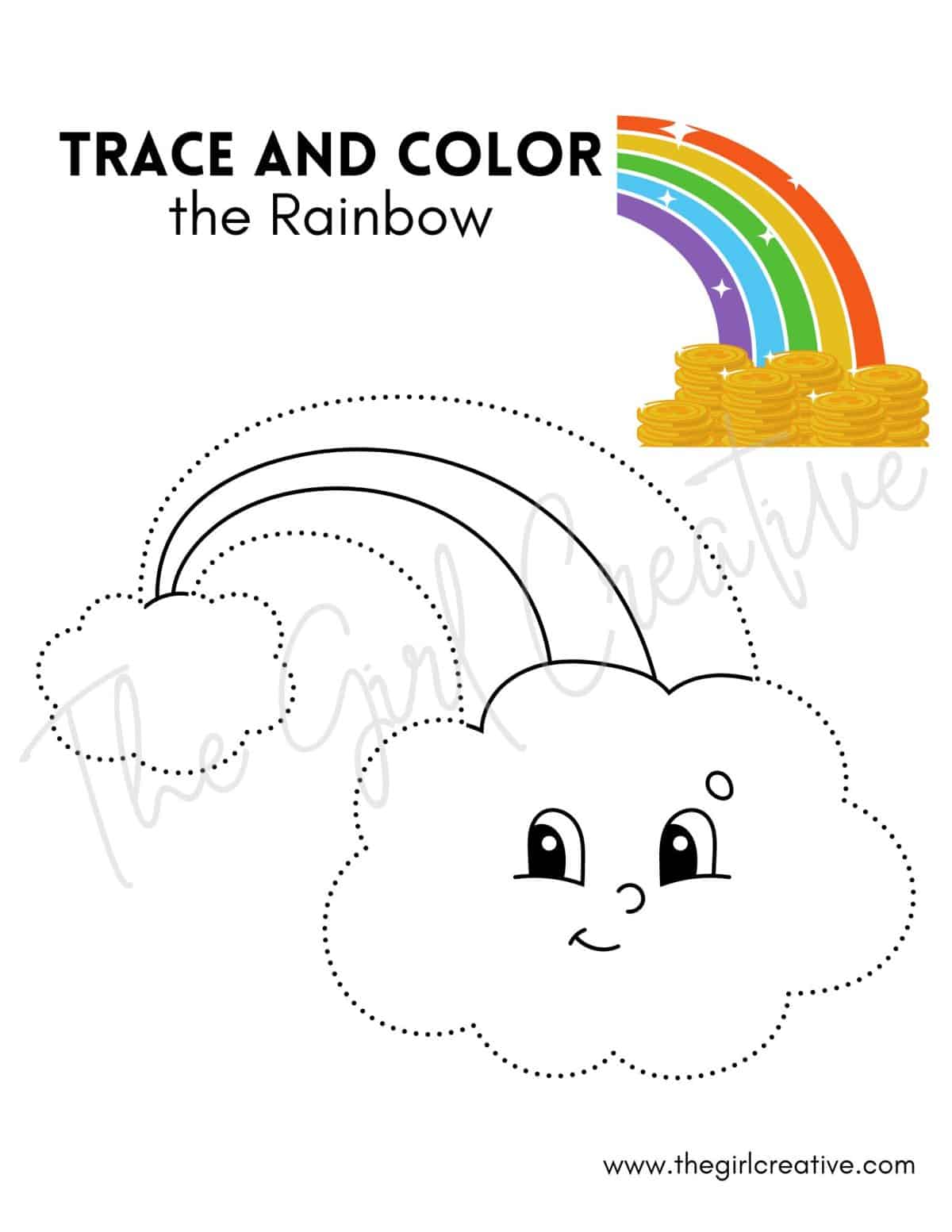 Rainbow coloring page for St. Patrick's Day