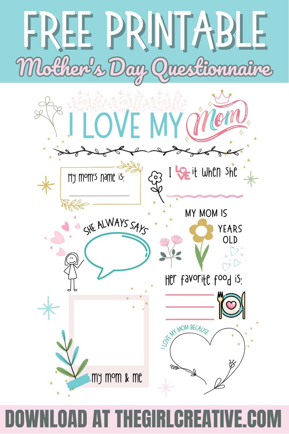 Free Printable Mothers Day Questionnaire