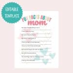 Printable Fun Facts About Mom – EDITABLE - The Girl Creative