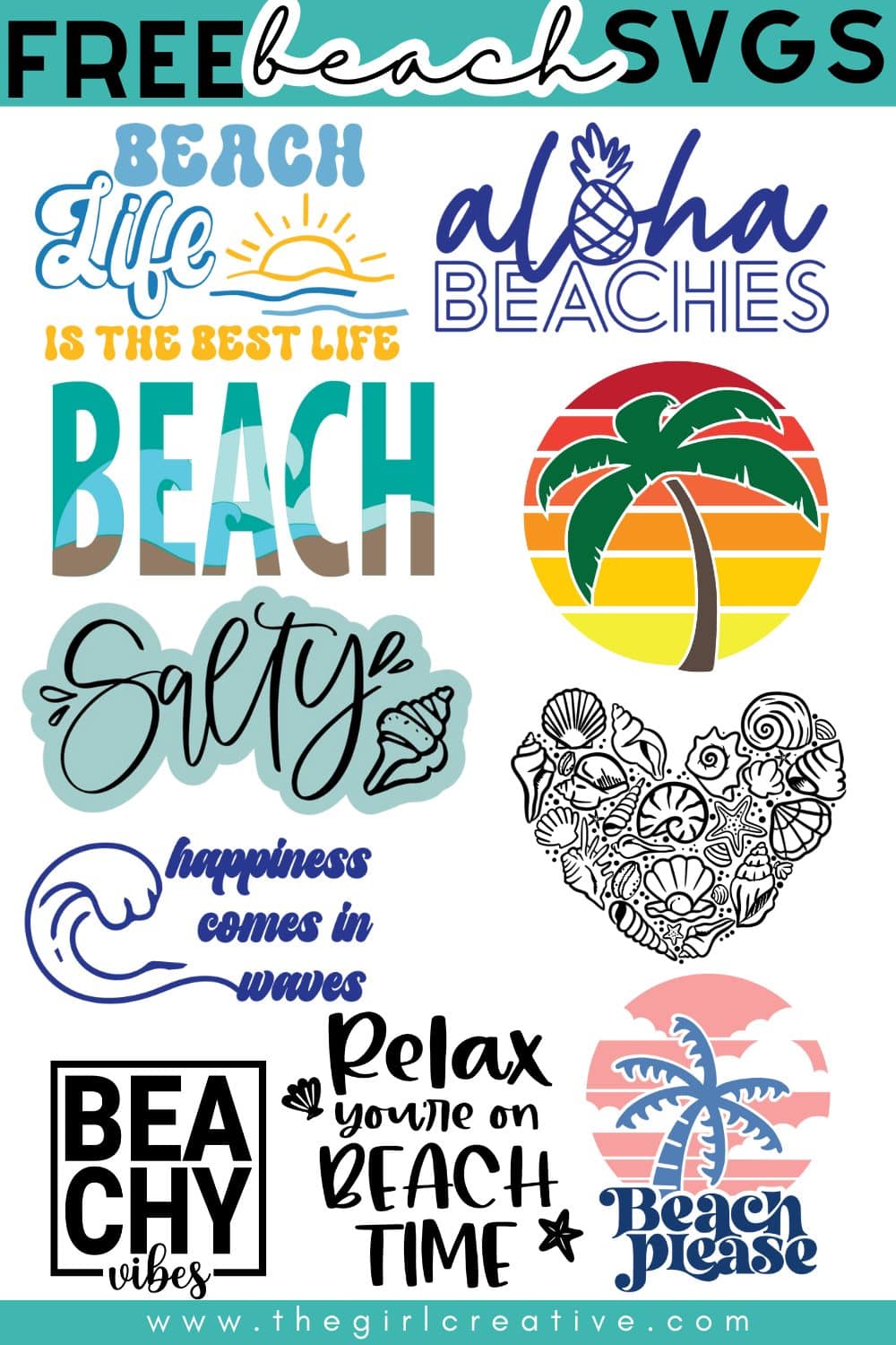 Free Beach Themed SVGs - 10 different designs