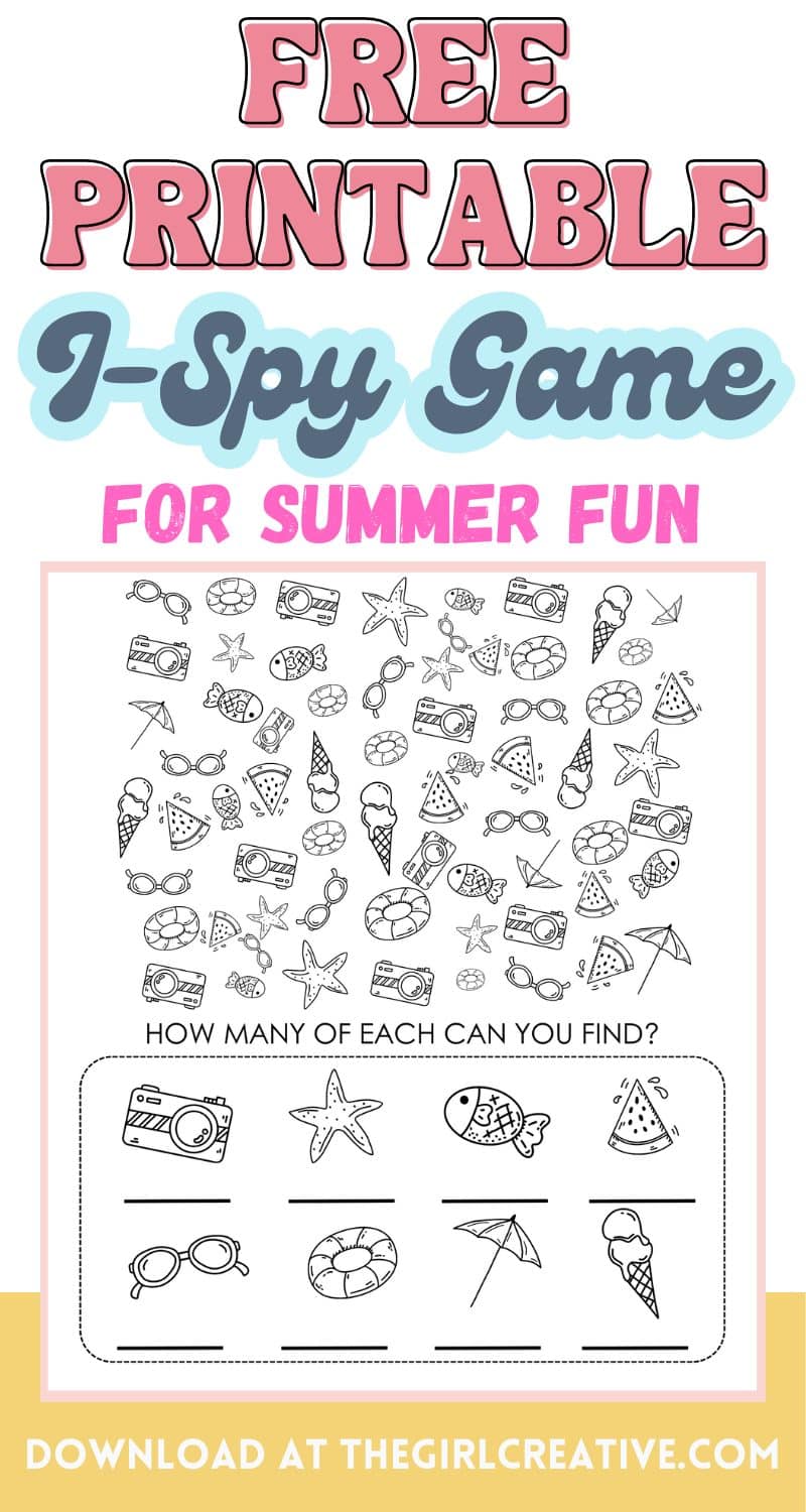 Free printable i-spy activity for summer