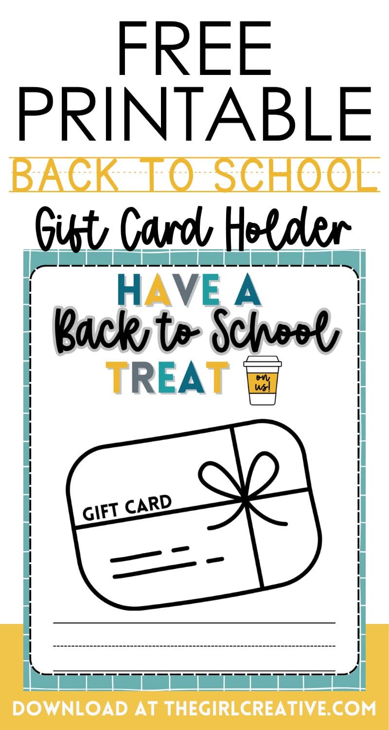 Free Printable Back to School Gift Card Holder