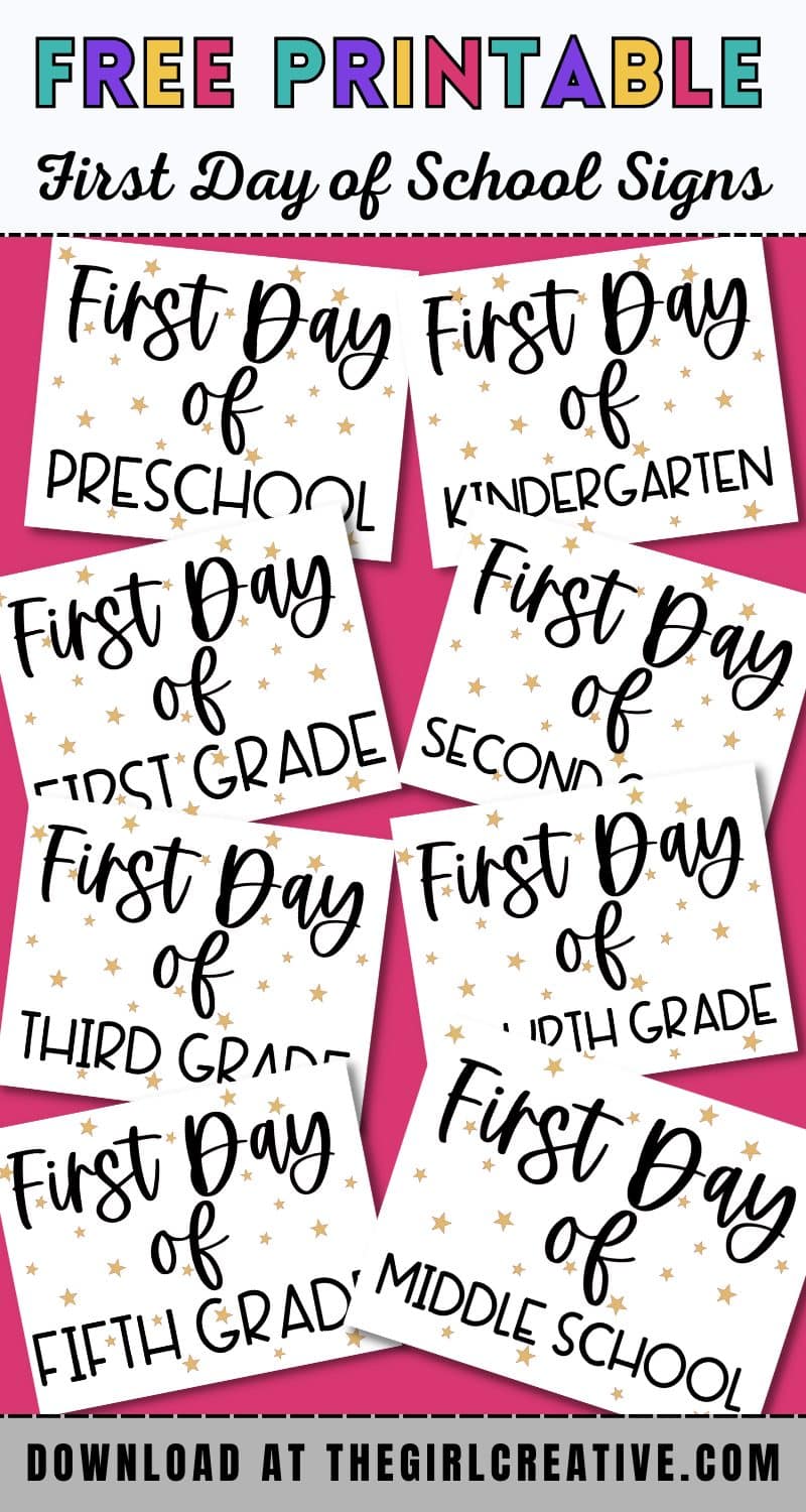 First Day of School Signs Preschool 5th Grade