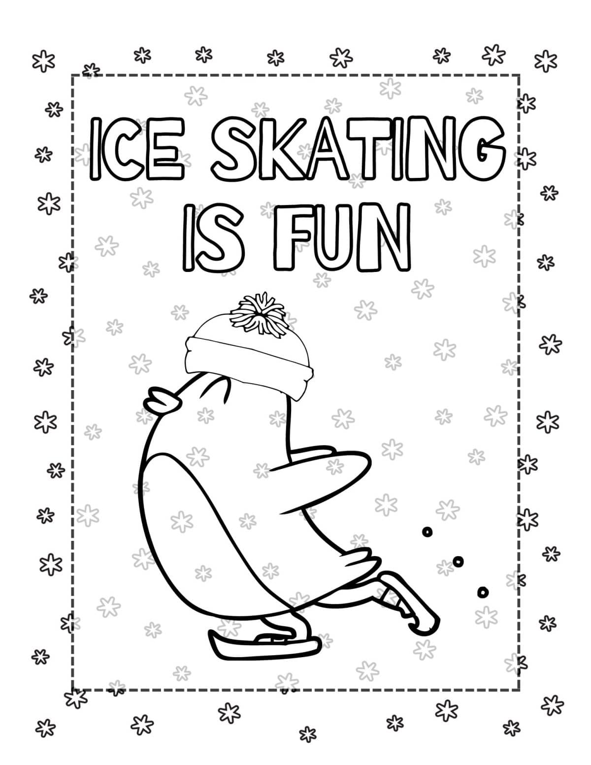 Ice Skating Penguin Coloring Sheet