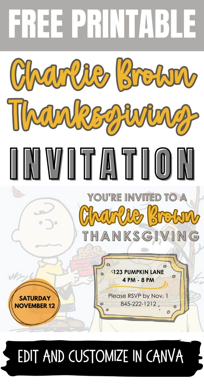printable Charlie Brown Thanksgiving invitation