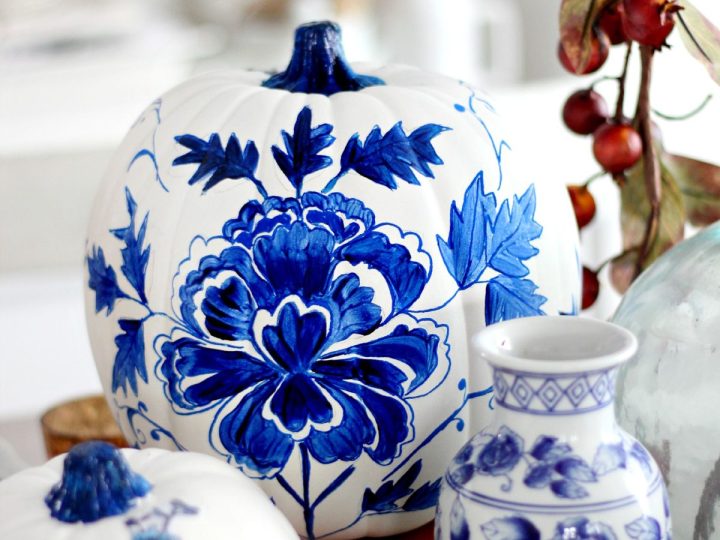 Blueporcelainpumpkindiycraftberrybush