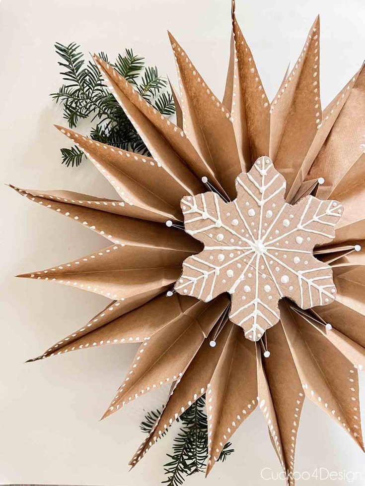 Giant 3D Paper Snowflake Decorations from Paper Bags - A Piece Of Rainbow