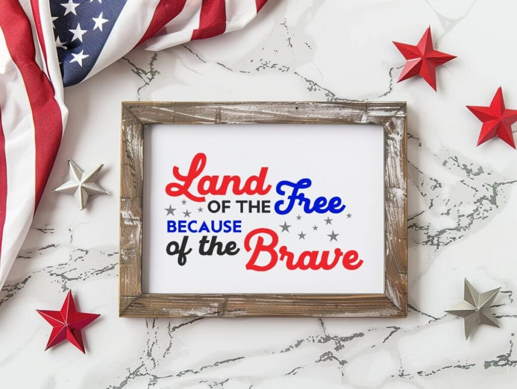 Land of the Free Wood Sign