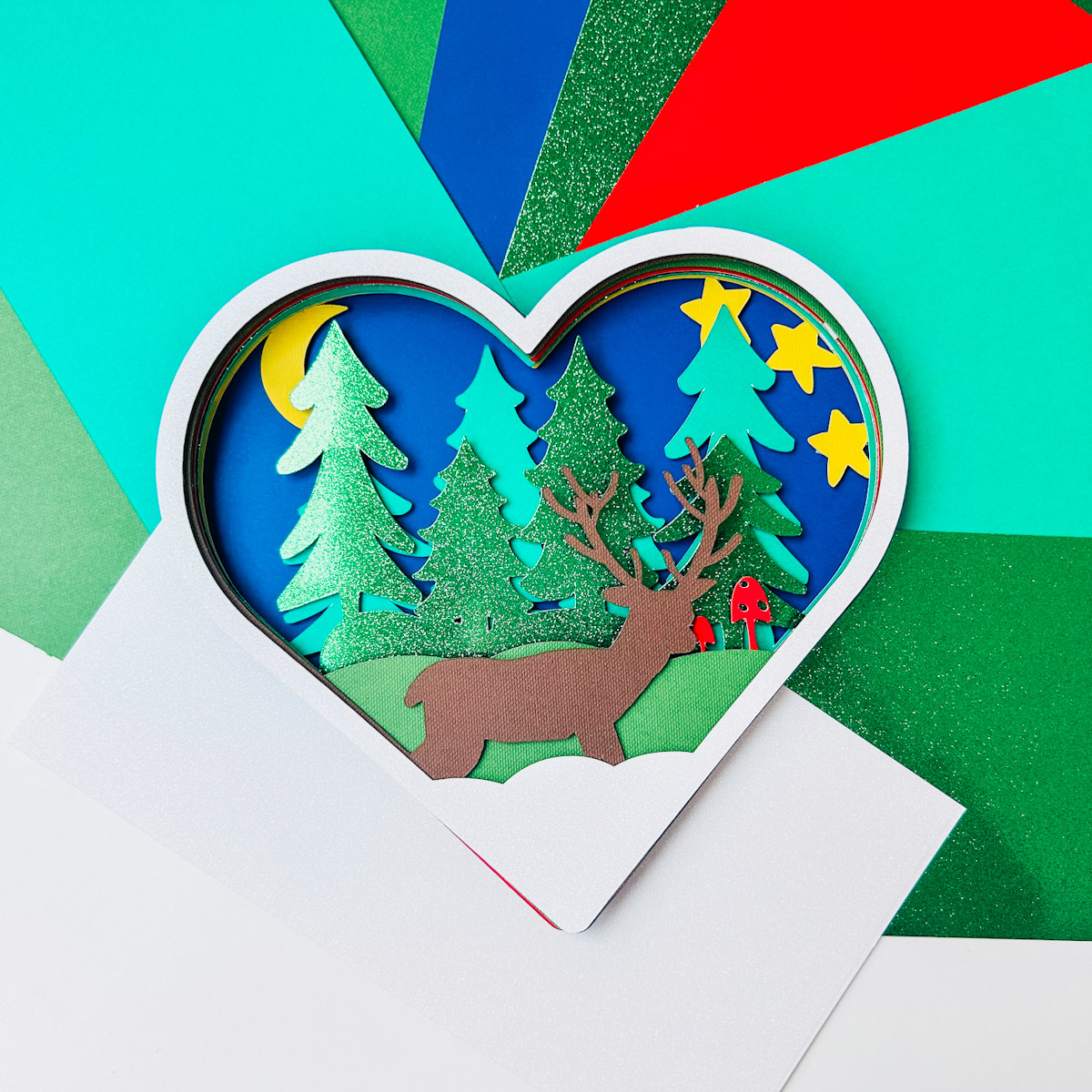 Heart Deer Shadow Box SVG