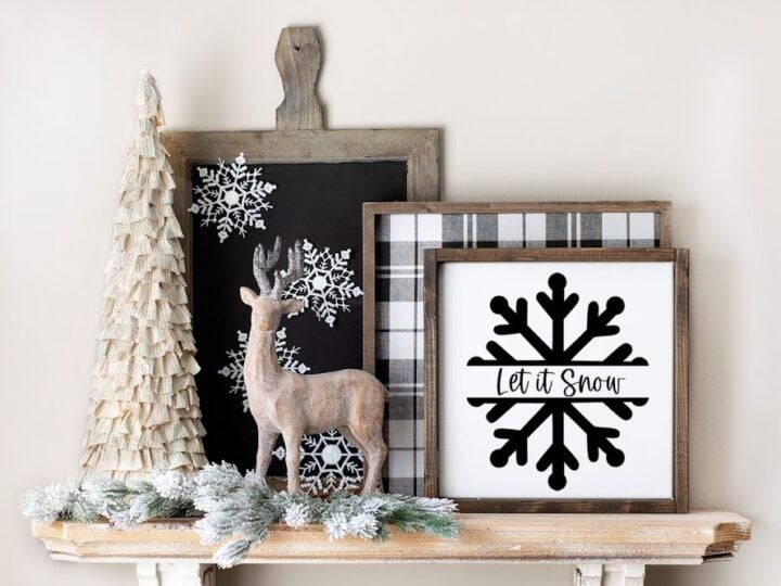 Snowflake Monogram Let it Snow Sign