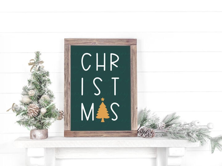 Christmas Text With Tree Mockup