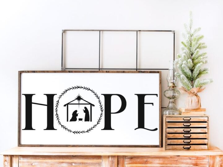 Joy and Hope with Nativity Sign HOPE