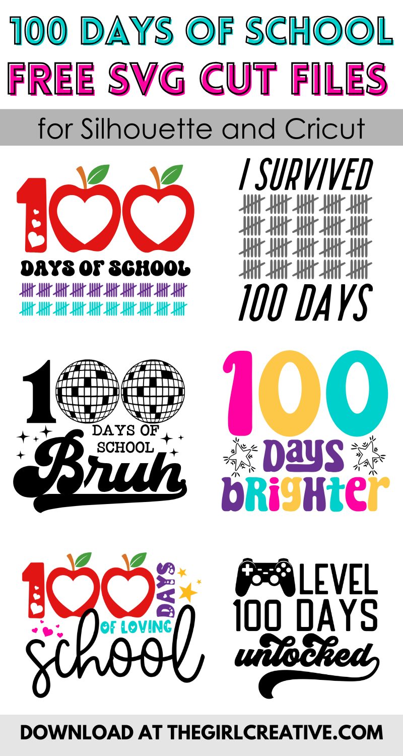 100 Days of School Free SVGs for Shirts