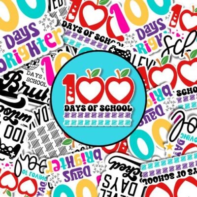 Print and Cut 100 Days of School Stickers