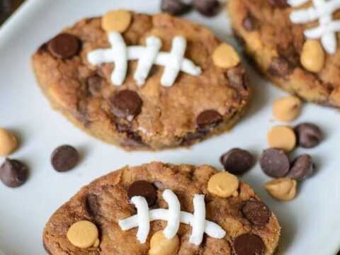 How cute are these Football Chocolate Chip Peanut Butter Blondies Perfect for game day and tailgates.jpg